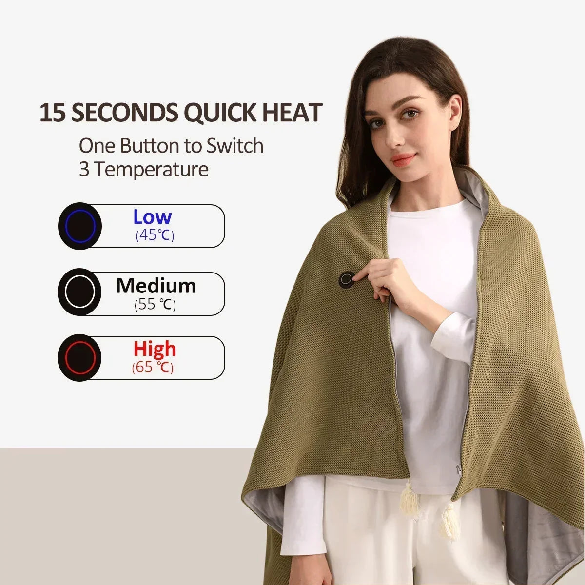 🔥 Soldes de Noël — 50 % DE RÉDUCTION ! ❄️ Restez au chaud tout l'hiver — Châle couverture chauffante électrique portable