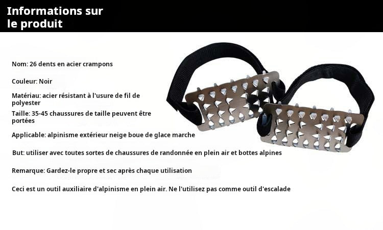 Crampons 26 dents - Sur-chaussures antidérapantes avec pointes