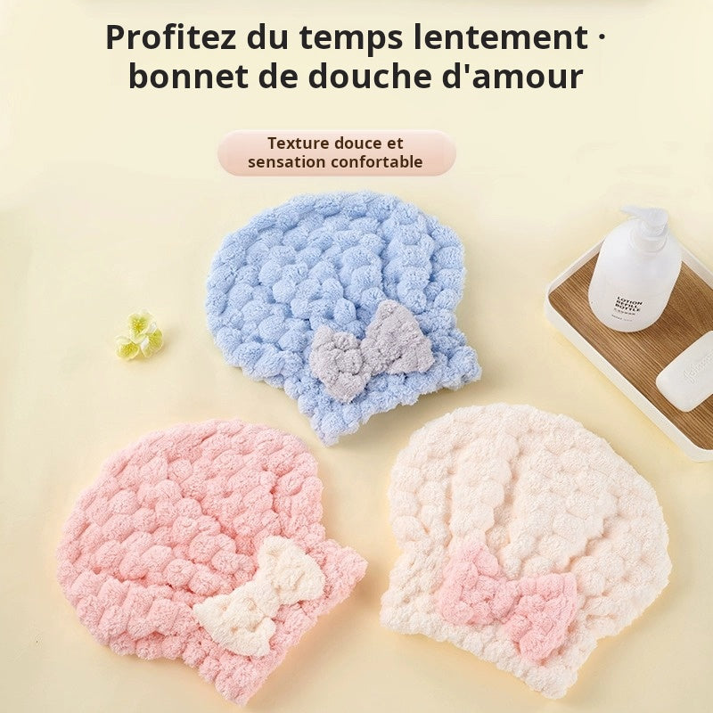 Bonnet de bain sèche-cheveux en polarisé rapide - Nouveau style princesse à nœud