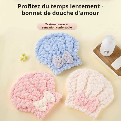 Bonnet de bain sèche-cheveux en polarisé rapide - Nouveau style princesse à nœud