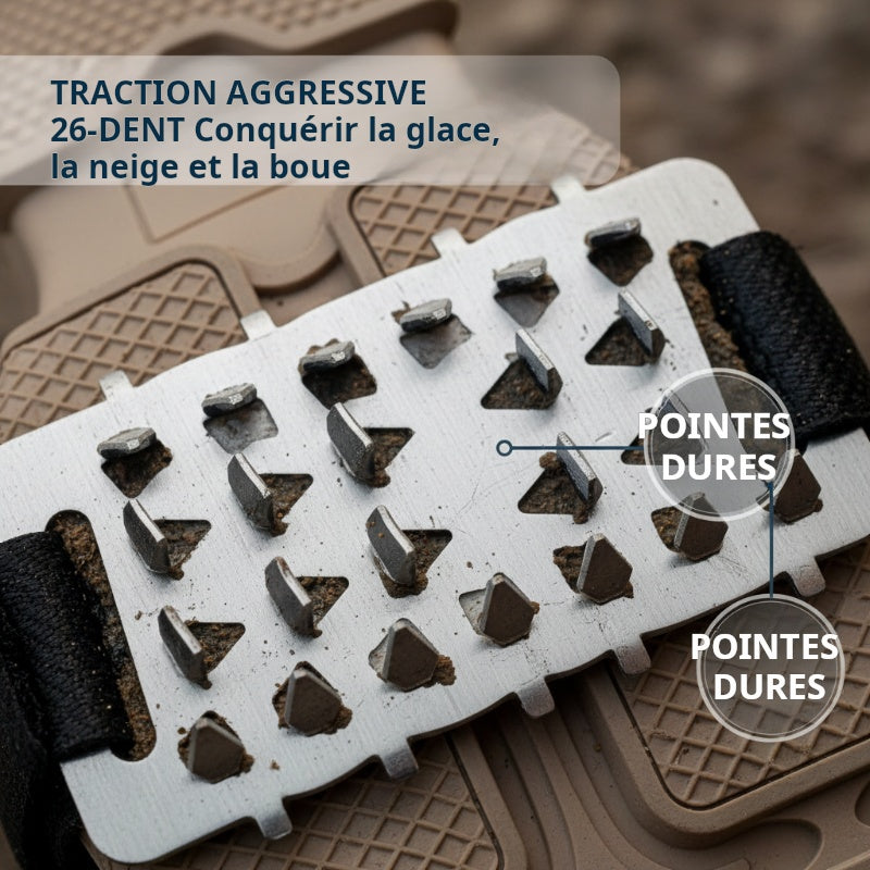 Crampons Antidérapants 10 Dents Acier Inoxydable – Taille Ajustable 37-45, Pour Randonnée, Glace, Neige – Faciles à Enfiler
