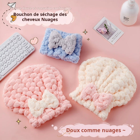Bonnet de bain sèche-cheveux en polarisé rapide - Nouveau style princesse à nœud