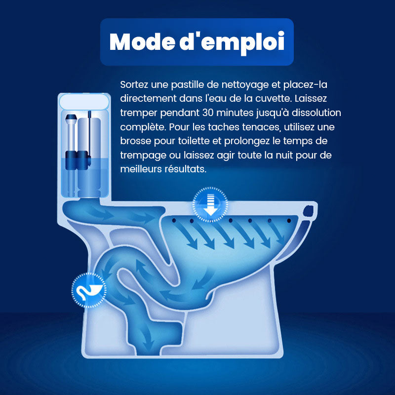 Comprimés effervescents de nettoyage des toilettes - décontamination, tartre urinaire, alcali urinaire et élimination des odeurs