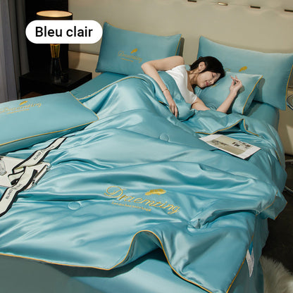 ❄️💕 VENTE DIRECTE USINE -53% ! Parure de Lit 4 Pièces en Velours Haut de Gamme – Douce, Respirante & Rafraîchissante (Tailles 1-2 Places)