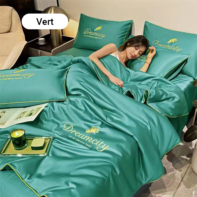❄️💕 VENTE DIRECTE USINE -53% ! Parure de Lit 4 Pièces en Velours Haut de Gamme – Douce, Respirante & Rafraîchissante (Tailles 1-2 Places)
