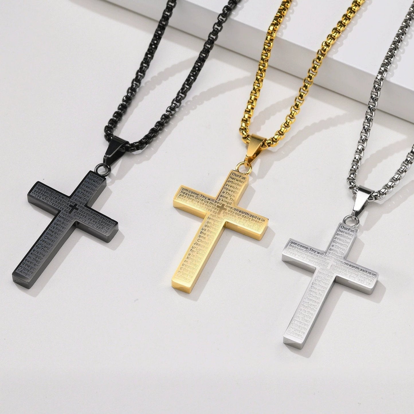💖Dernier jour 50% de réduction - ✝️Collier croix de Scibble avec prière du Seigneur