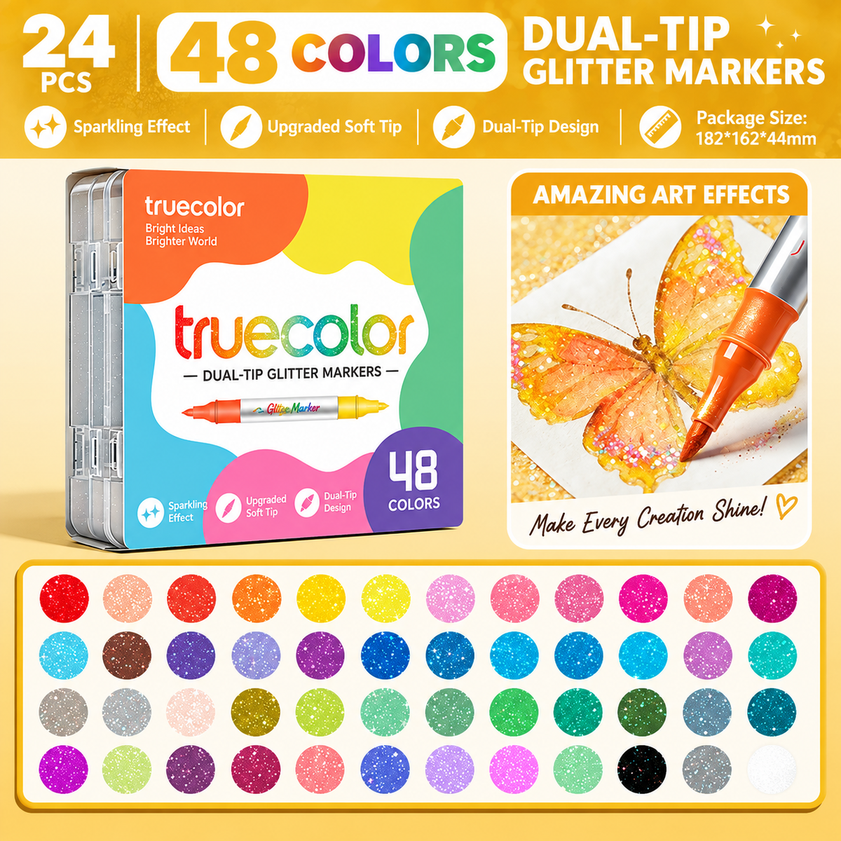 🏆Marqueurs à paillettes magiques ✨ Stylos artistiques bicolores à double pointe
