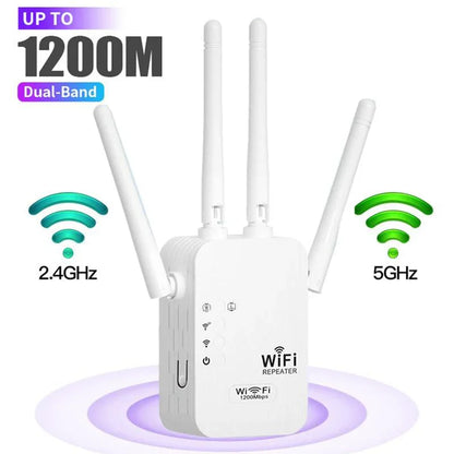 🎁 Dernier jour Promotion 50% 🔥 Extenseur WiFi 2025,1200Mbps Booster de signal à double bande (5GHz/2.4GHz), couvre 10 000 pieds carrés et 50 appareils, répéteur avec port Ethernet pour la maison