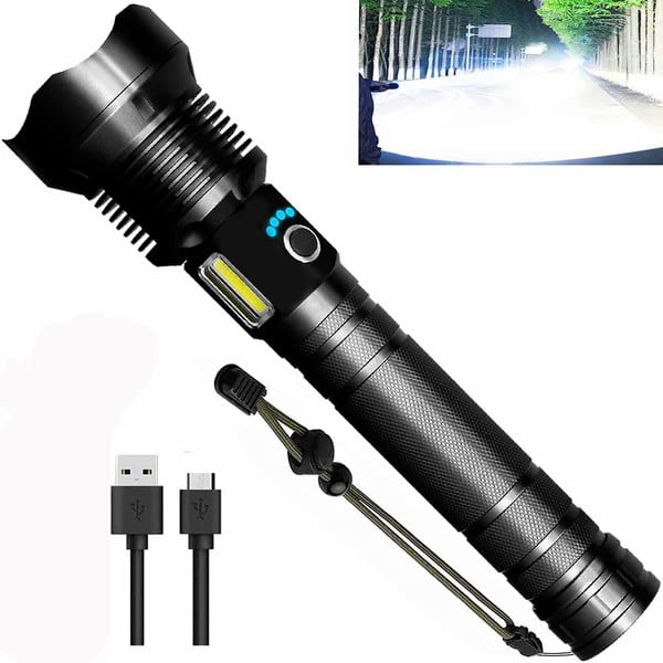 Lampe torche tactique rechargeable à LED et laser 9000 lumens