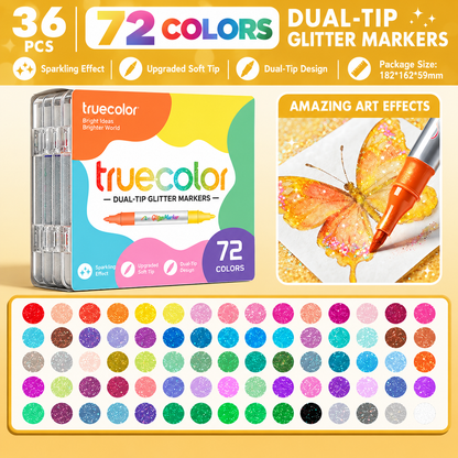 🏆Marqueurs à paillettes magiques ✨ Stylos artistiques bicolores à double pointe