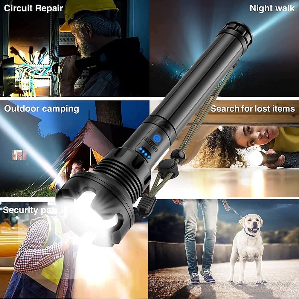Lampe torche tactique rechargeable à LED et laser 9000 lumens