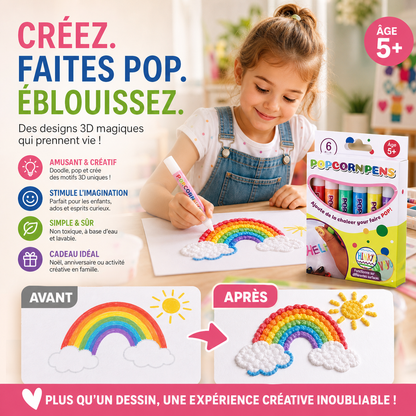 🎄🎁 Stylos à dessin DIY Bubble Popcorn, création ludique, cadeau original pour enfants et loisirs créatifs ✨