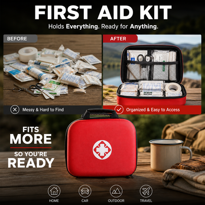 Trousse de premiers secours : trousse d'urgence portable pour la maison — avec tous les accessoires | Ensemble de 26 pièces