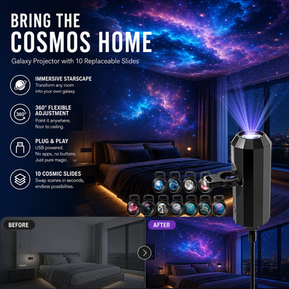 🌌 Projecteur USB Plug-and-Play – Galaxie & Océan HD – Plus de 50 000 Utilisateurs Ravis – Ambiance Magique Instantanée ✨