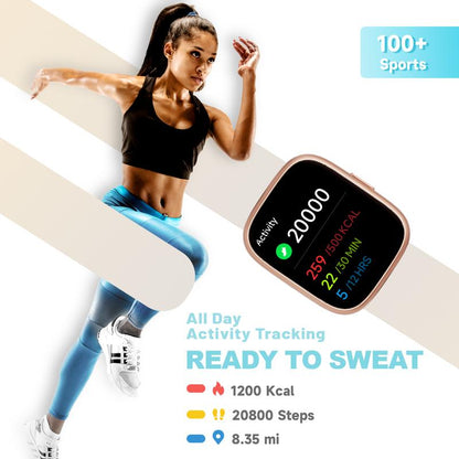 Montre connectée pour femmes et hommes, tracker d'activité physique avec fonction d'appel, montre de fitness avec suivi du sommeil/100 sports/podomètre étanche IP68