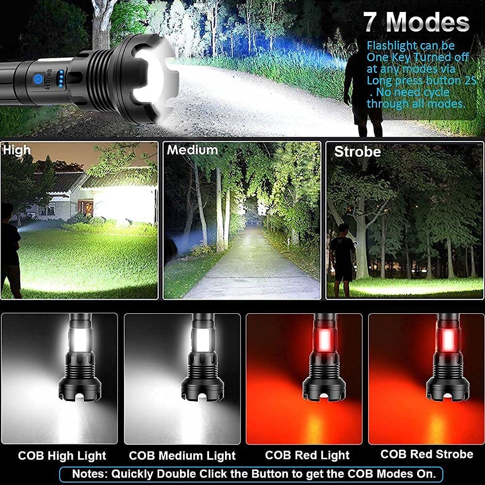 Lampe torche tactique rechargeable à LED et laser 9000 lumens