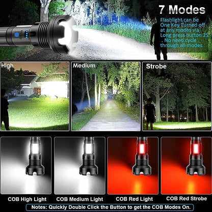 Lampe torche tactique rechargeable à LED et laser 9000 lumens