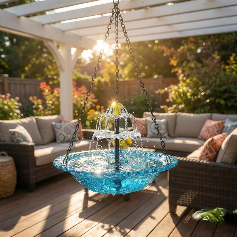 🔥💐 SOLDES DE PRINTEMPS - 50 % DE RÉDUCTION ⚡ PLUS DE 50 000 VENDUS ! 🐦 Baignoire à oiseaux suspendue solaire – Fontaine ou distributeur de nourriture pour oiseaux