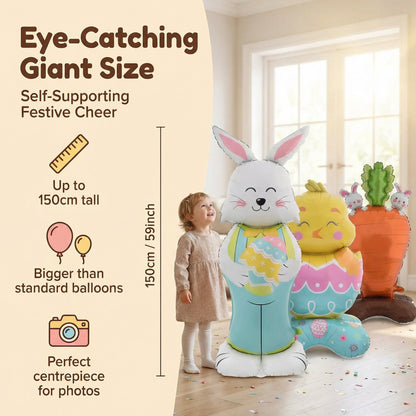 🐰 58% DE RÉDUCTION ! 🎉 Ballons 3D sur Pied pour Pâques – Géants Lapin/Carotte/Poussin/Œuf – Décoration Festive, Gonflage à l'Air & Parfait pour Enfants/Jardin 🌷