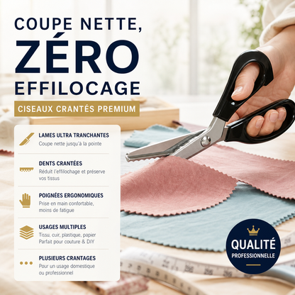 ✂️🛒 -50% ! 🧵Ciseaux Zig-Zag en Acier Inoxydable – Poignée Ergonomique, Anti-Effilochage & Coupe Tissu, Papier & Cuir.