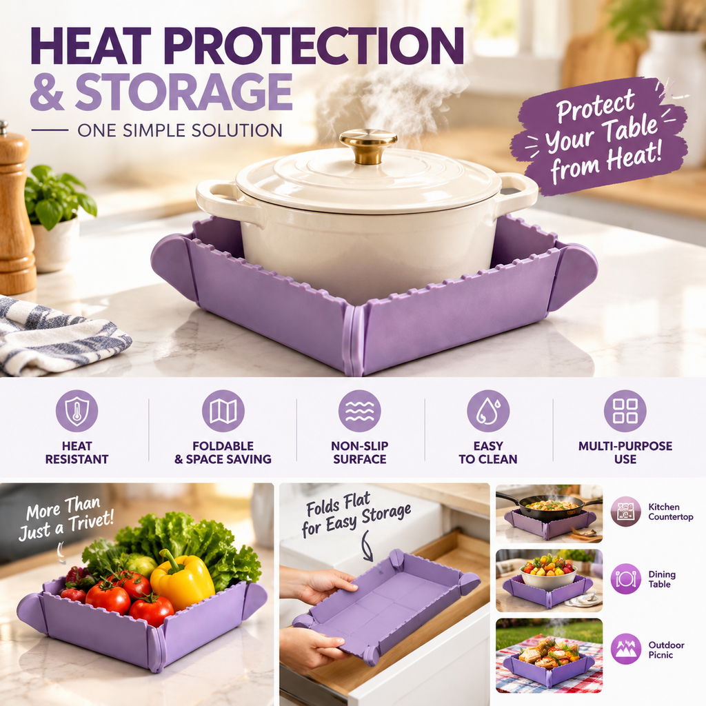 📢📢50 % DE RÉDUCTION !! ⏰Dessous-de-plat magnétique en silicone 🍳🧲 | Dessous-de-plat pliable et petit plateau de cuisine
