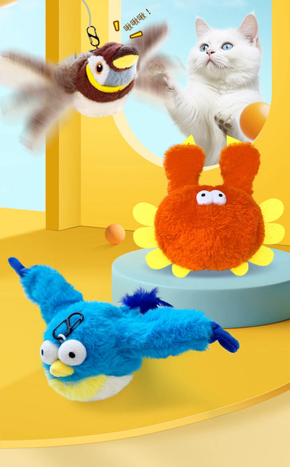 🎄Promotions de Noël🎅Jouet interactif pour chat : Souris volante et chauve-souris réalistes, avec mouvement et son