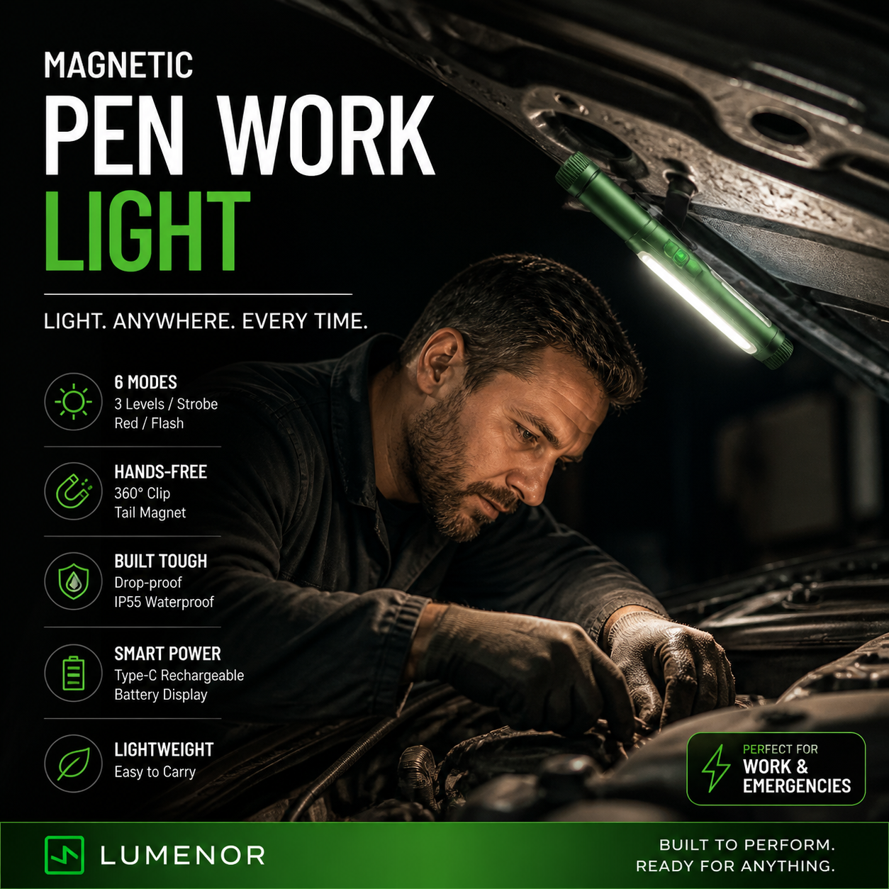 🔦Lampe de travail multifonctionnelle à aimant puissant en forme de stylo