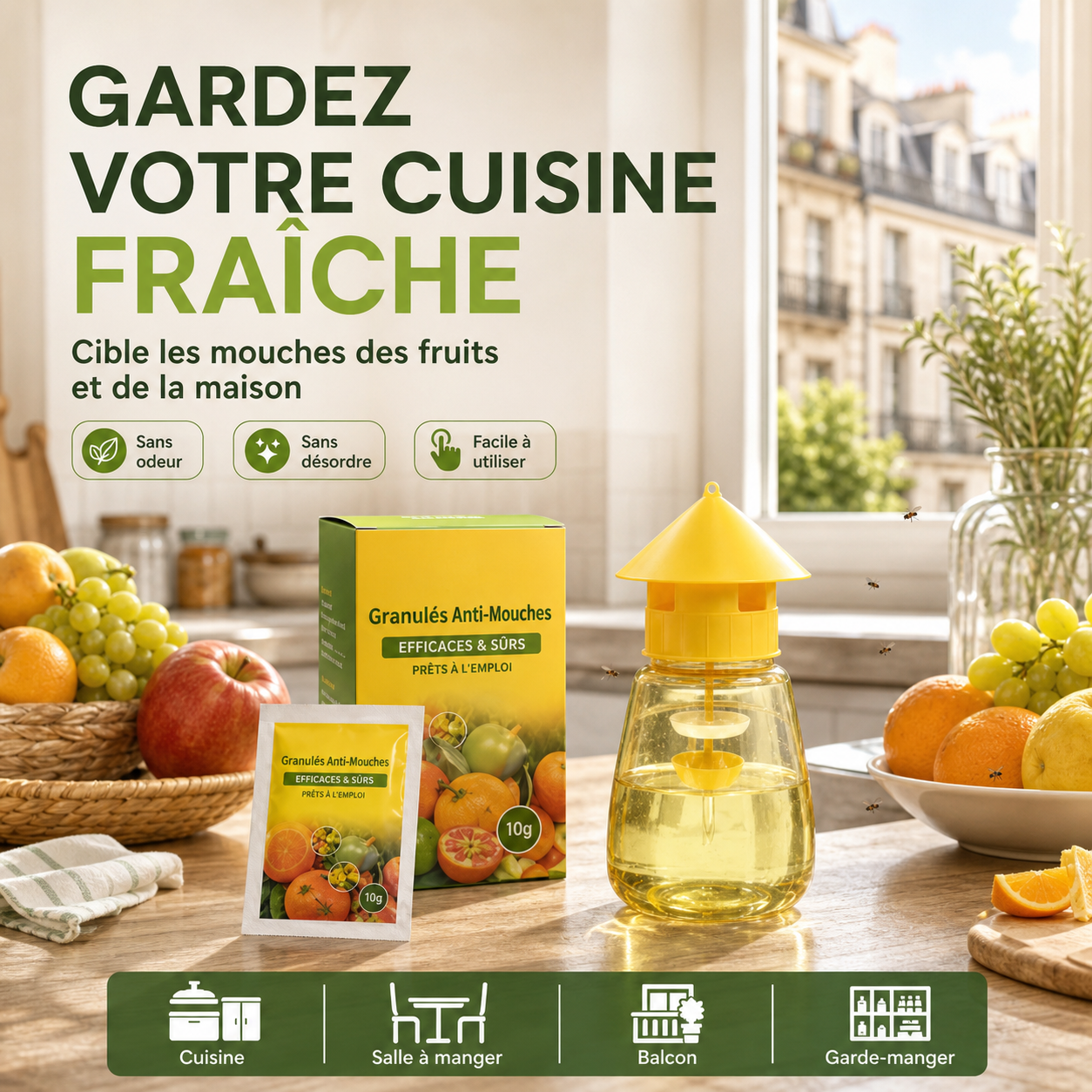 Piège à mouches suspendu intérieur extérieur, capture efficace sans toxique pour jardin maison et terrasse ✨