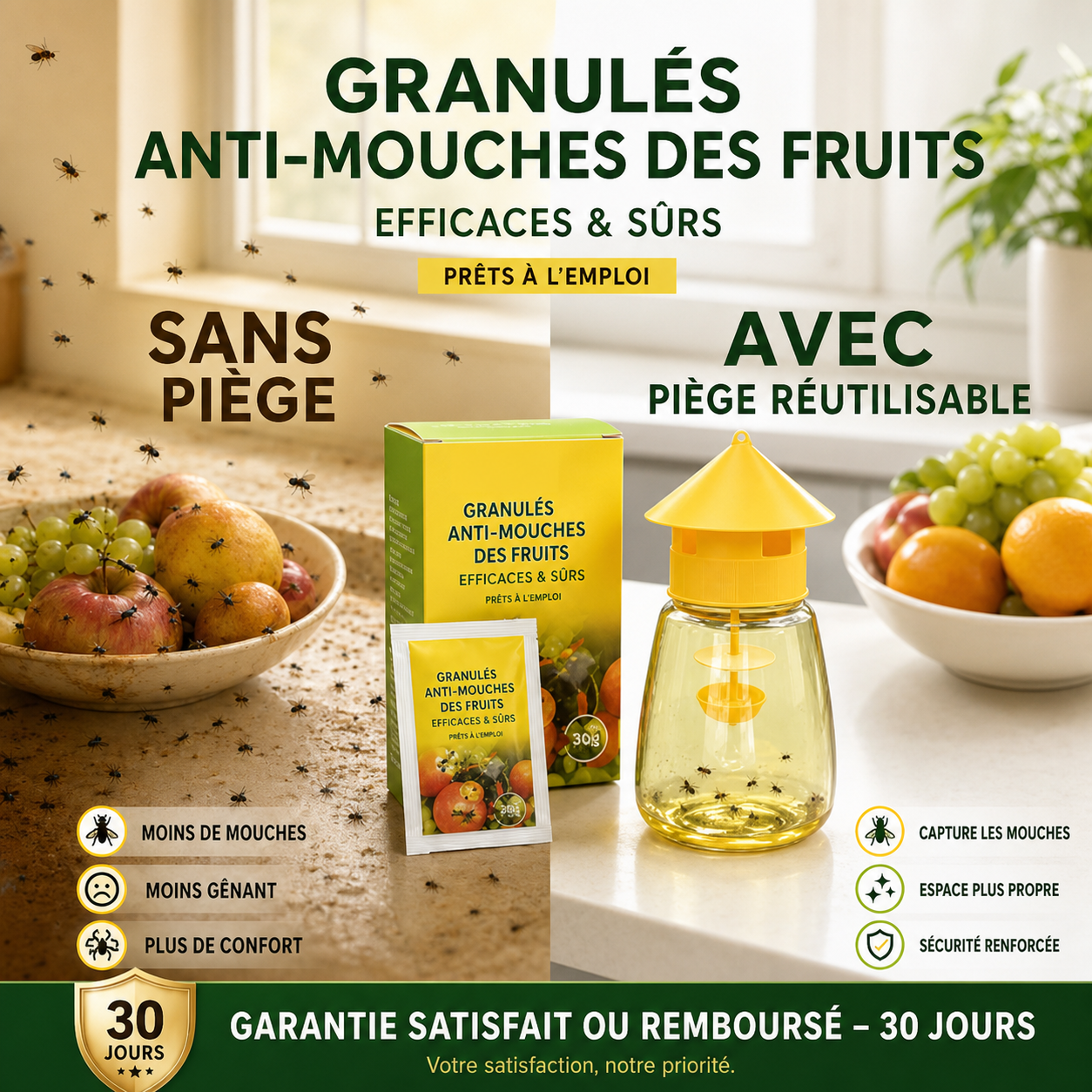 Piège à mouches suspendu intérieur extérieur, capture efficace sans toxique pour jardin maison et terrasse ✨