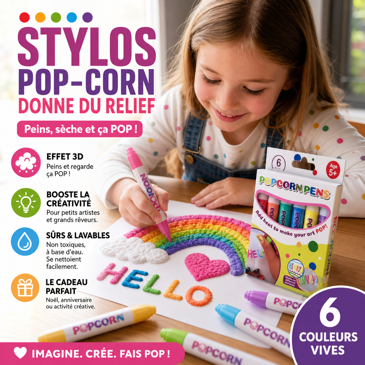 🎄🎁 Stylos à dessin DIY Bubble Popcorn, création ludique, cadeau original pour enfants et loisirs créatifs ✨
