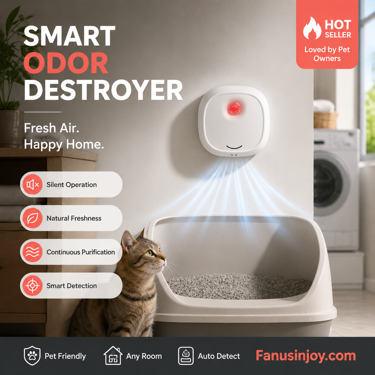 🔥50 % de réduction pour une durée limitée ! 🌬️Dites adieu aux mauvaises odeurs grâce à cet appareil ! Élimineur d'odeurs pour animaux de compagnie « Smart Quiet »