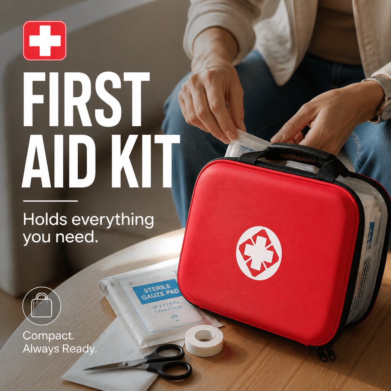 Trousse de premiers secours : trousse d'urgence portable pour la maison — avec tous les accessoires | Ensemble de 26 pièces