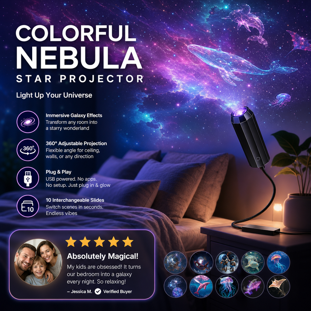 🌌 Projecteur USB Plug-and-Play – Galaxie & Océan HD – Plus de 50 000 Utilisateurs Ravis – Ambiance Magique Instantanée ✨