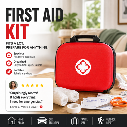Trousse de premiers secours : trousse d'urgence portable pour la maison — avec tous les accessoires | Ensemble de 26 pièces