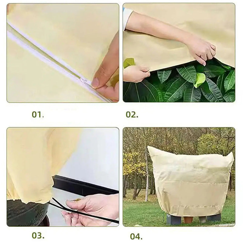 📢📢5 dernières heures : Grande vente⏰⏰🎄 Sac à cordon épais en tissu végétal Housses de protection contre le gel