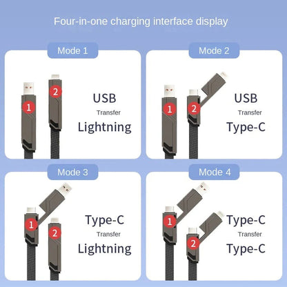 📱4-in-1 [60W Charge rapide & Synchronisation des données]