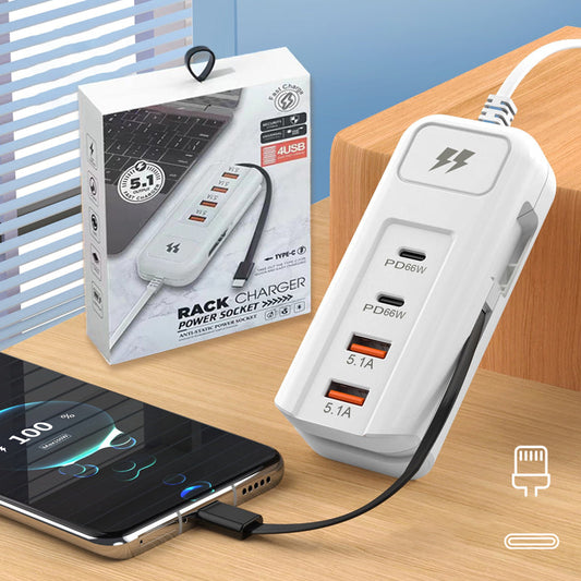 Prise multifonctionnelle à chargement rapide - 2PD + 2USB