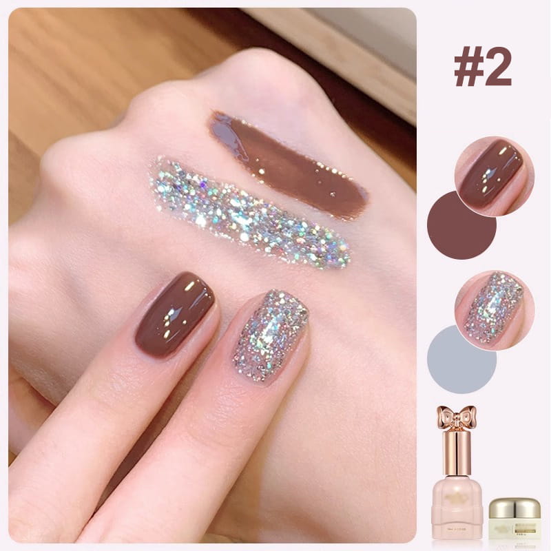 💄💅Ensemble de vernis à ongles bicolores à paillettes tendance💄💅