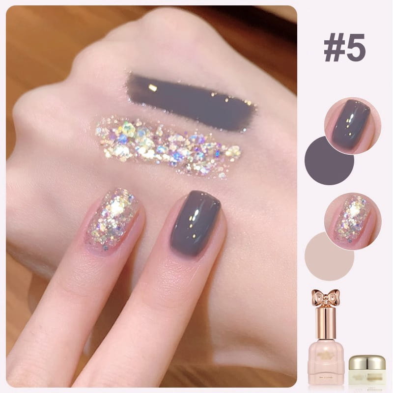 💄💅Ensemble de vernis à ongles bicolores à paillettes tendance💄💅