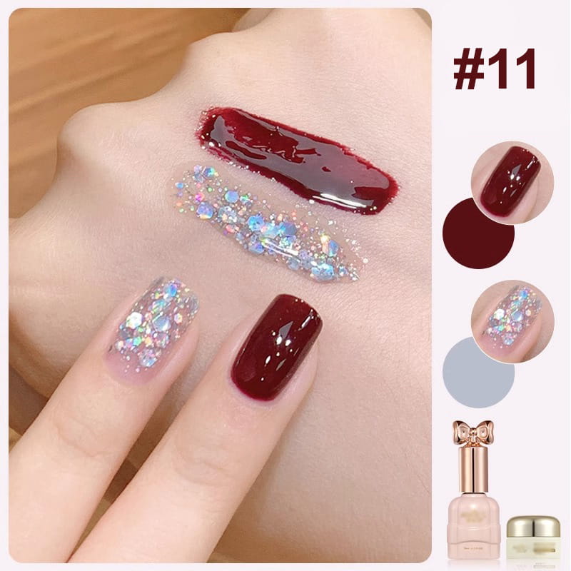 💄💅Ensemble de vernis à ongles bicolores à paillettes tendance💄💅