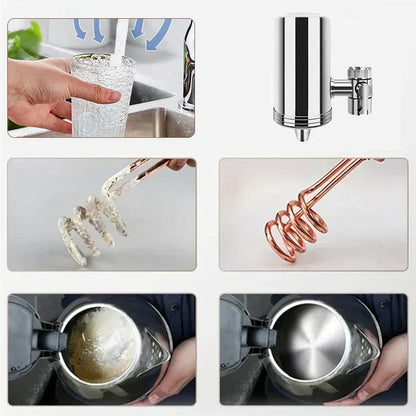 Purificateur d'eau pour robinet ménager en acier inoxydable sans installation
