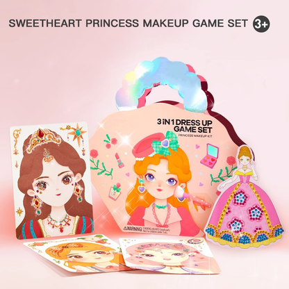 🔥Soldes exceptionnels 50 % de réduction💝Ensemble de jeu 3 en 1 pour habiller et maquiller une princesse💅