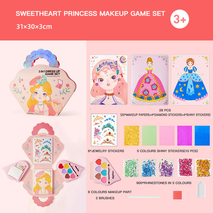 🔥Soldes exceptionnels 50 % de réduction💝Ensemble de jeu 3 en 1 pour habiller et maquiller une princesse💅