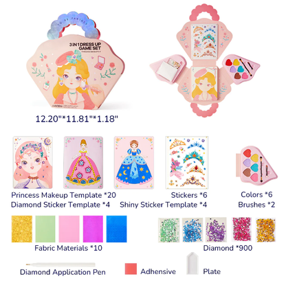 🔥Soldes exceptionnels 50 % de réduction💝Ensemble de jeu 3 en 1 pour habiller et maquiller une princesse💅