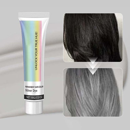 Teinture pour cheveux argentée 2 en 1 à l'extrait d'essence naturelle