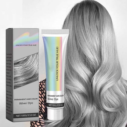Teinture pour cheveux argentée 2 en 1 à l'extrait d'essence naturelle