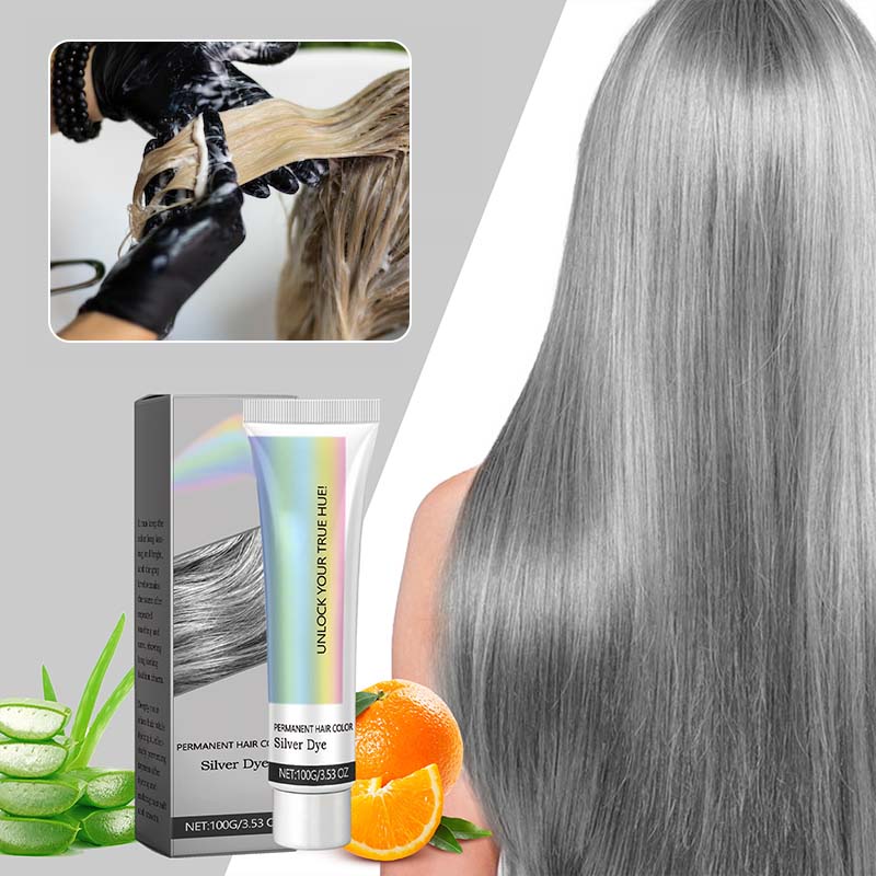Teinture pour cheveux argentée 2 en 1 à l'extrait d'essence naturelle