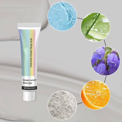 Teinture pour cheveux argentée 2 en 1 à l'extrait d'essence naturelle