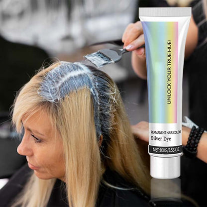 Teinture pour cheveux argentée 2 en 1 à l'extrait d'essence naturelle