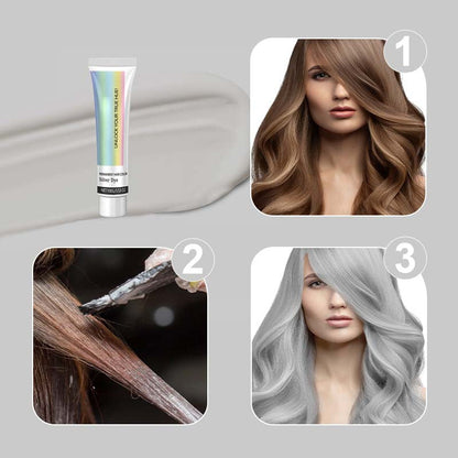Teinture pour cheveux argentée 2 en 1 à l'extrait d'essence naturelle